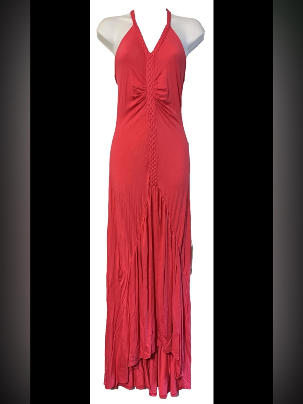 ONE HEART CLOTHING HALTER MAXI HI LOW CORAL PEACH DRESS